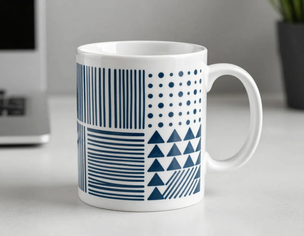 Geometric patterns shapes stripes polka dots triangles mug