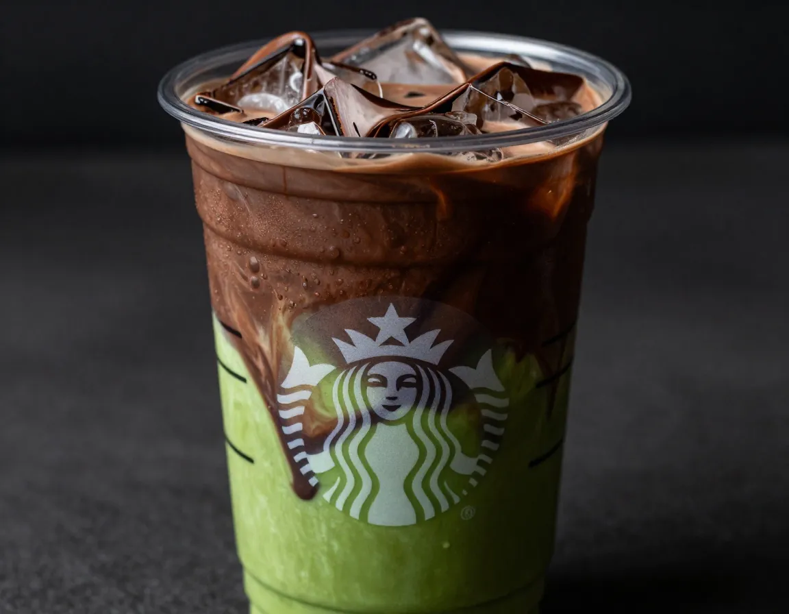 Iced dubai chocolate matcha marbled layers dessert