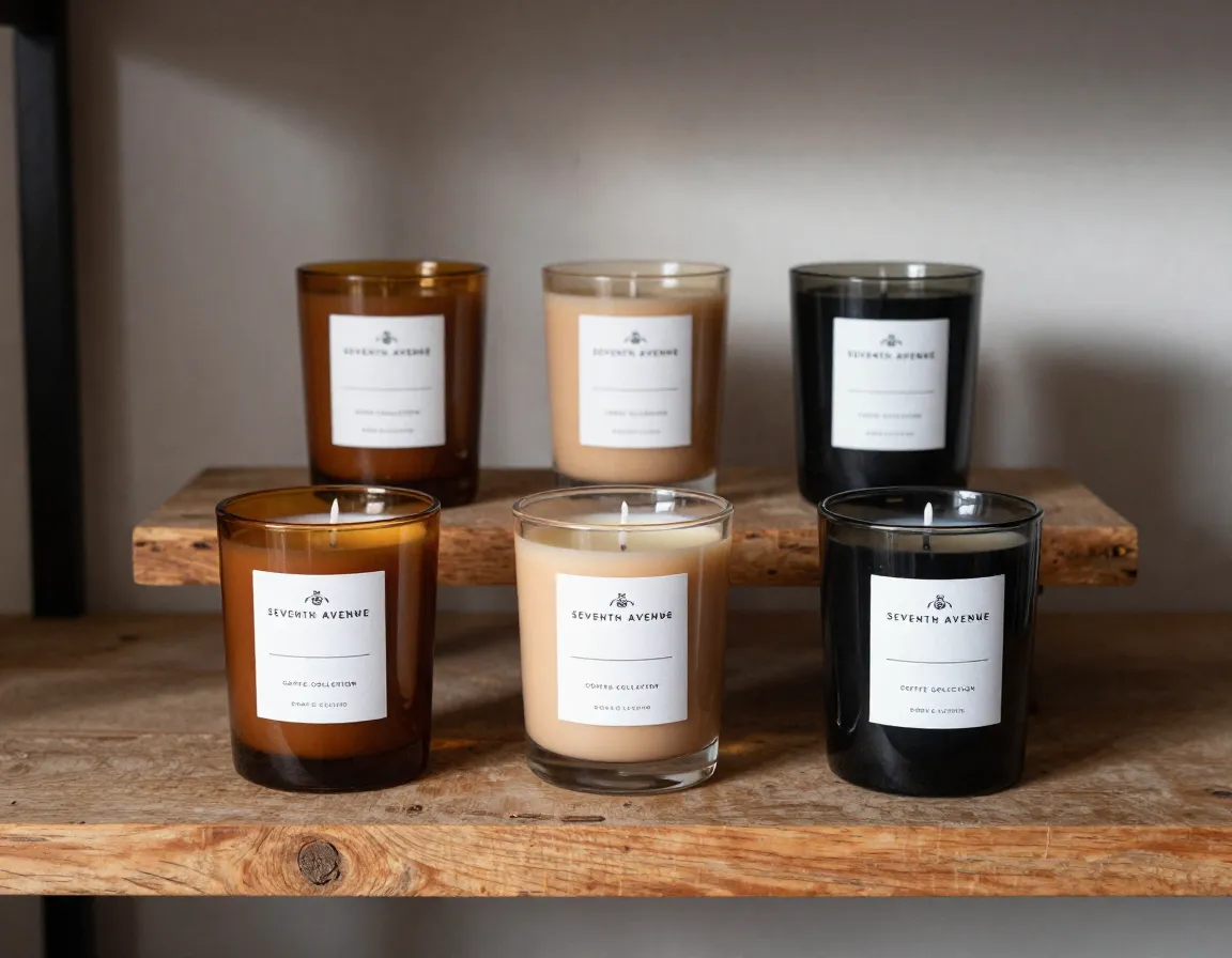 Artisanal hand poured seventh avenue coffee collection candles offering scent variety