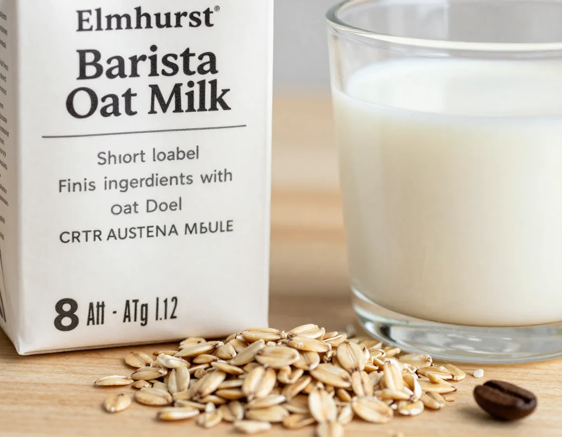 Elmhurst barista oat milk minimal ingredients with a clean label