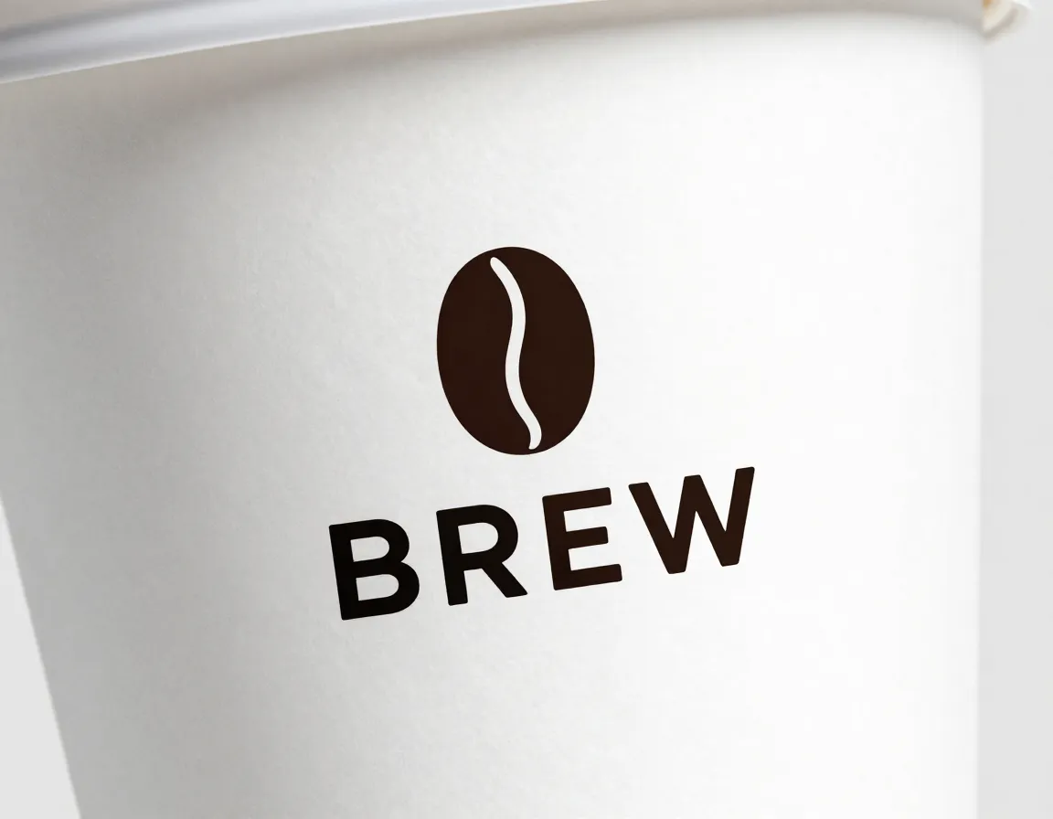 Clean minimalist coffee logo with single bean icon and simple typography