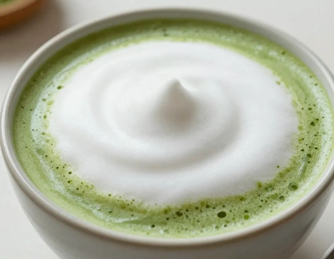 Whole milk matcha latte gold standard rich creamy froth