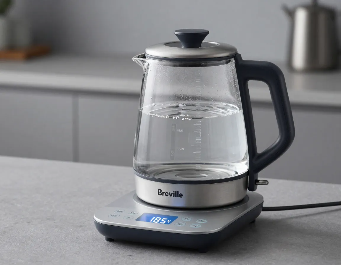 Breville digital kettle with variable temperature settings display