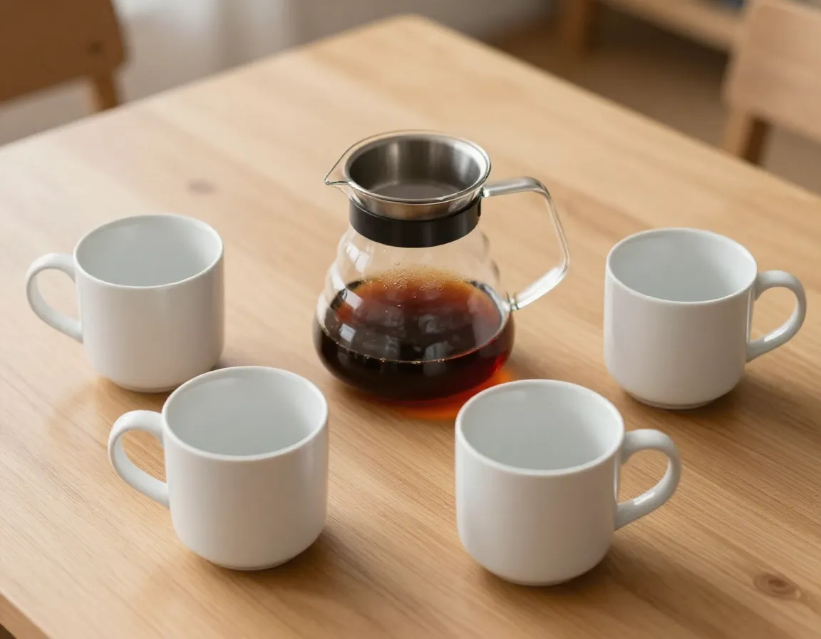 Hasense 12 oz ceramic coffee mugs set of four on a table