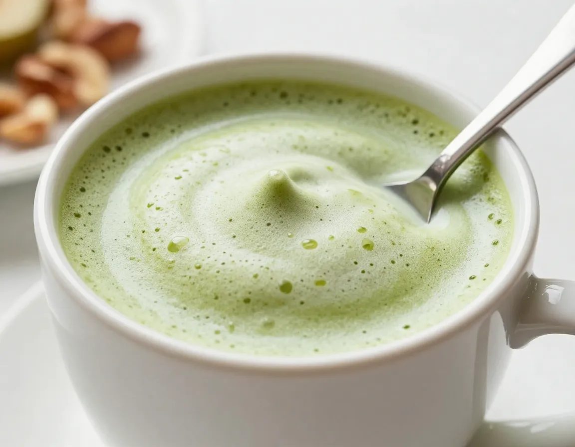 Soy milk high protein plant based neutral matcha latte foam