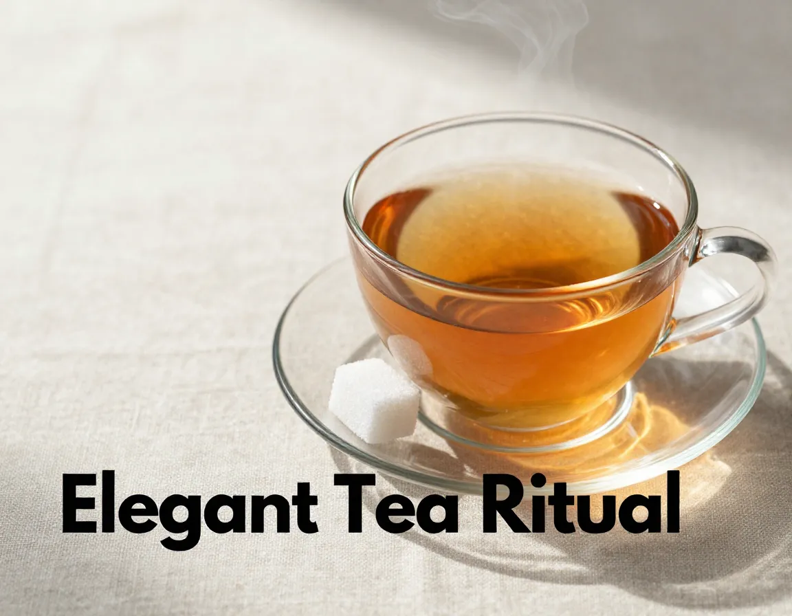 Clear glass teacup saucer earl grey sunlight linen calm ritual