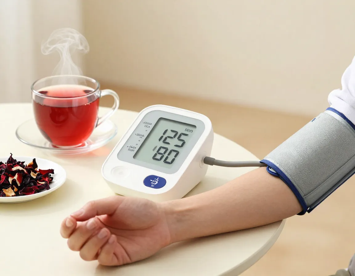 Blood pressure patient checking monitor with significant drop after tea