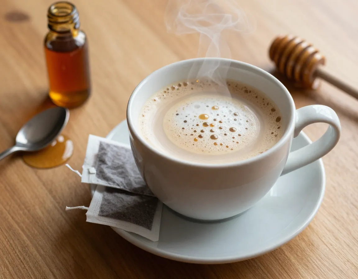 Traditional earl grey london fog in a mug with vanilla and honey