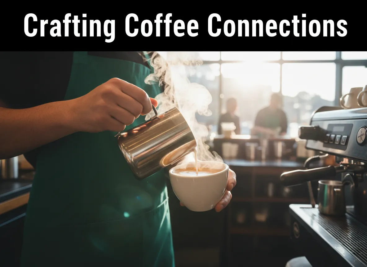 Barista hands steaming milk latte art coffee morning rush