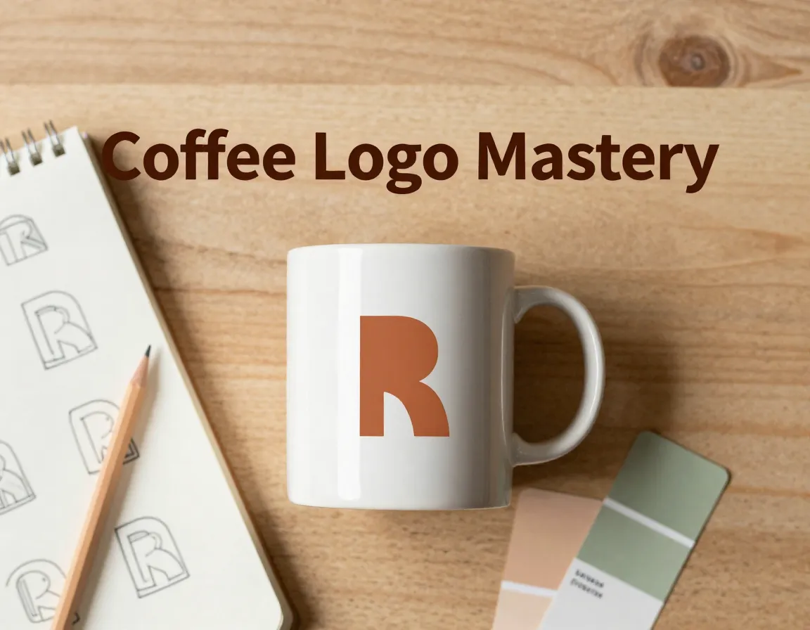 Coffee mug logo design mastery flatlay terracotta oat sage
