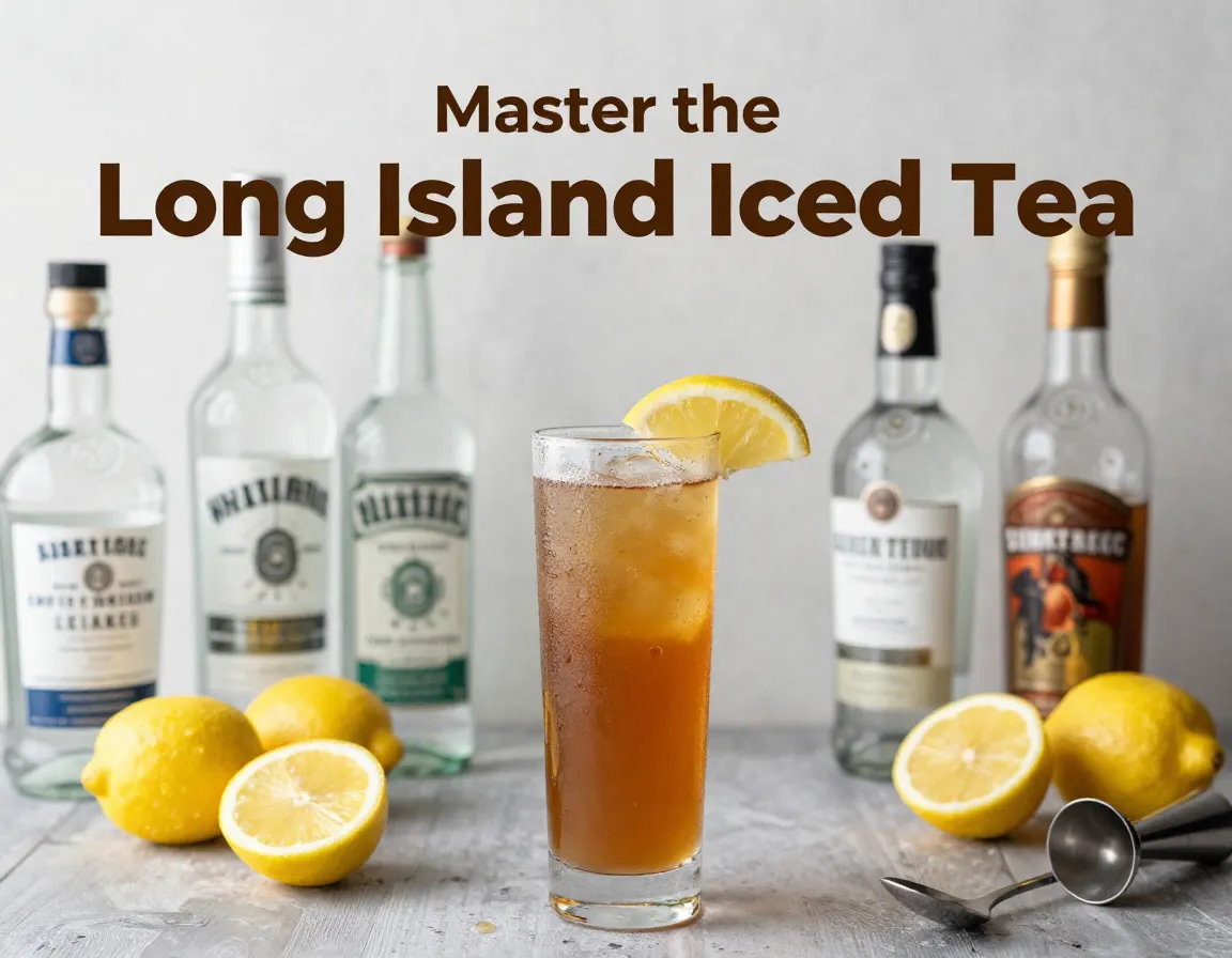 Long island iced tea five spirits lemon collins glass cocktail recipe overhead