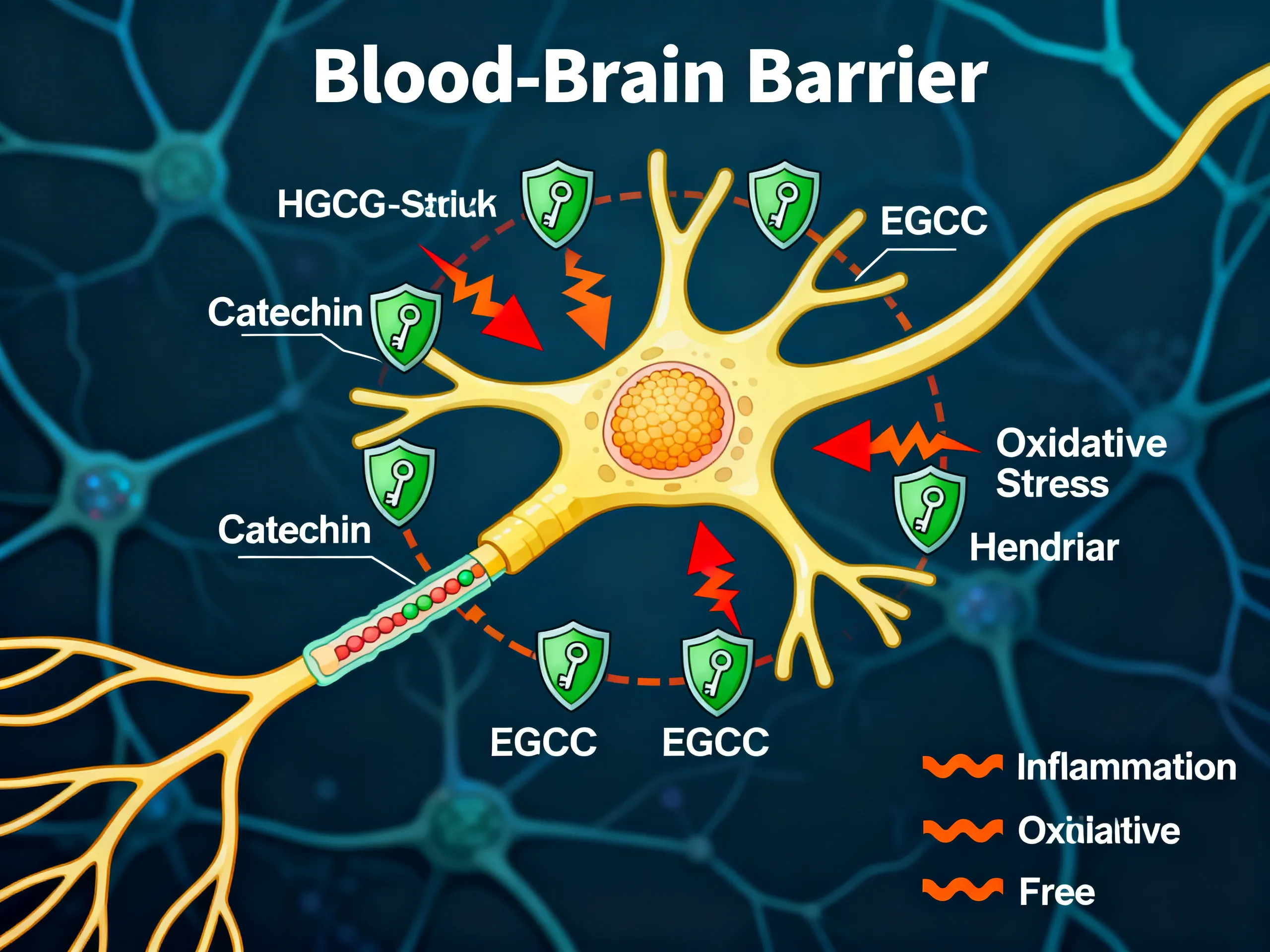 Neuroprotective properties egcg catechins brain health aging diagram