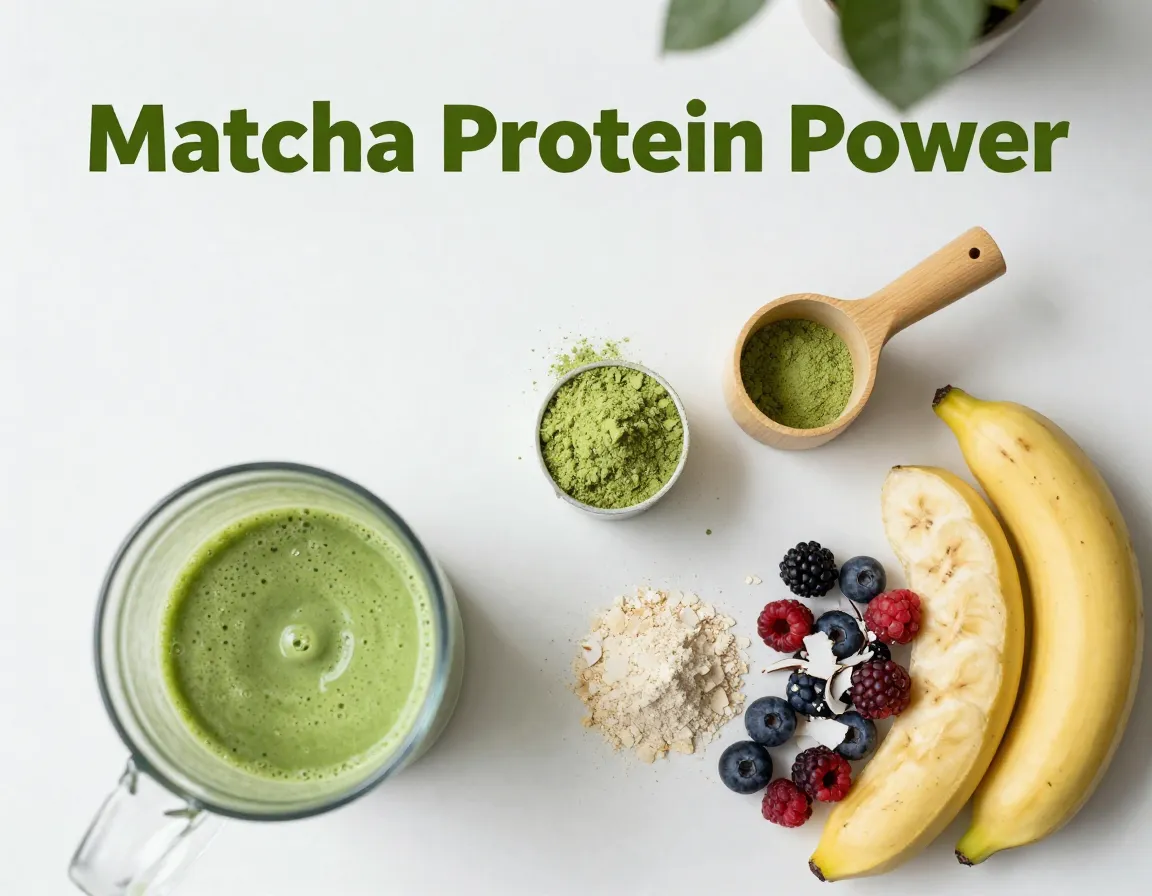 Matcha protein smoothie blender ingredients post workout recovery