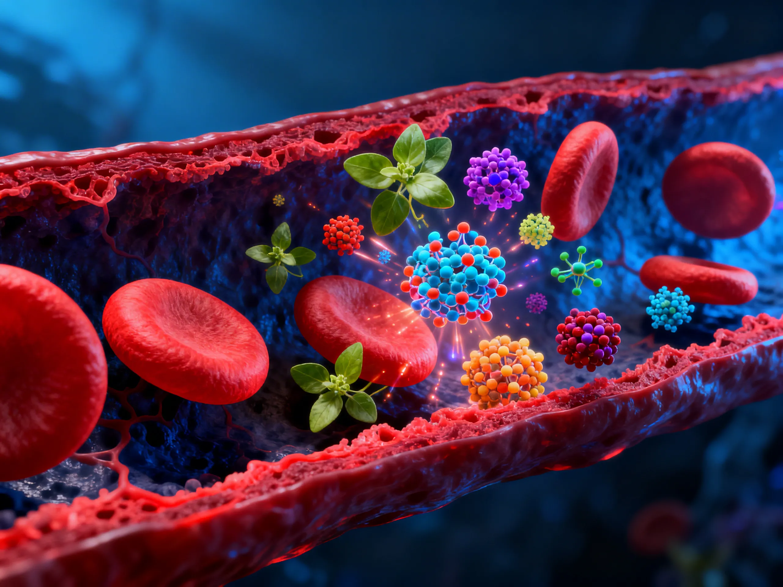 Cellular antioxidants neutralizing free radicals in human bloodstream