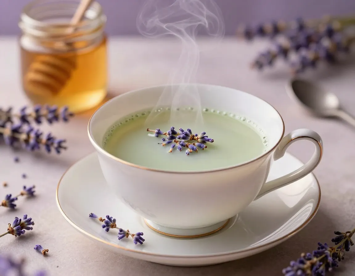Gaba tea calming evening blend with lavender honey in warm milk