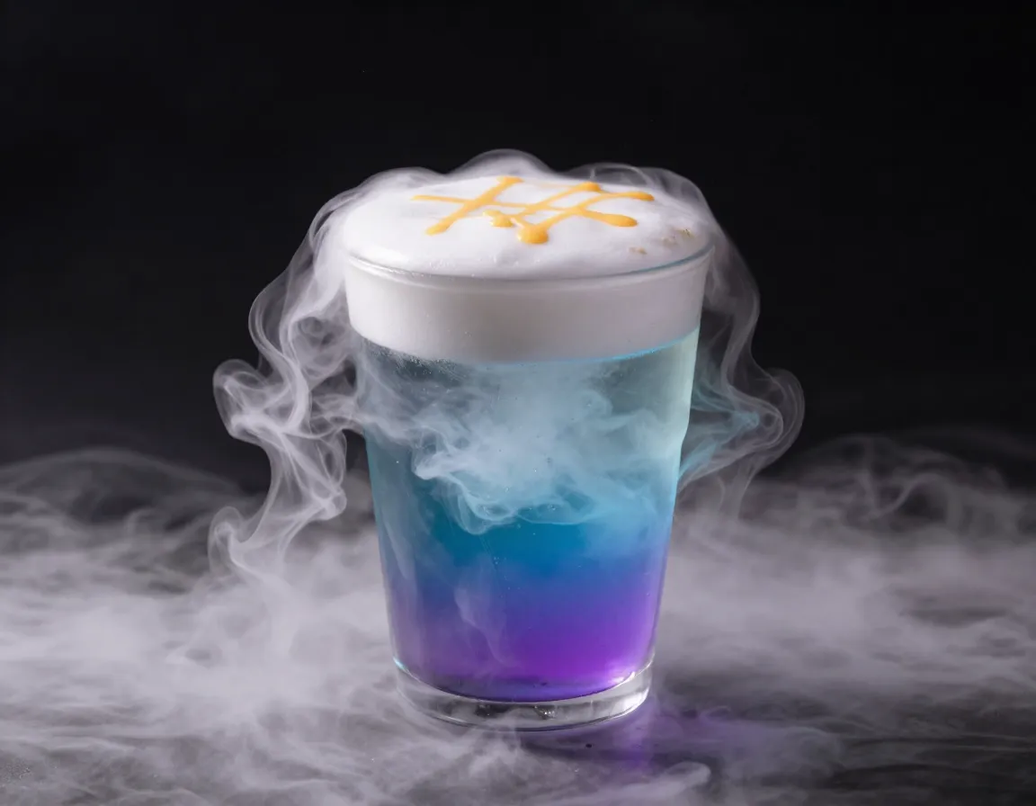 Social media trendy interactive color changing tea with dry ice effect