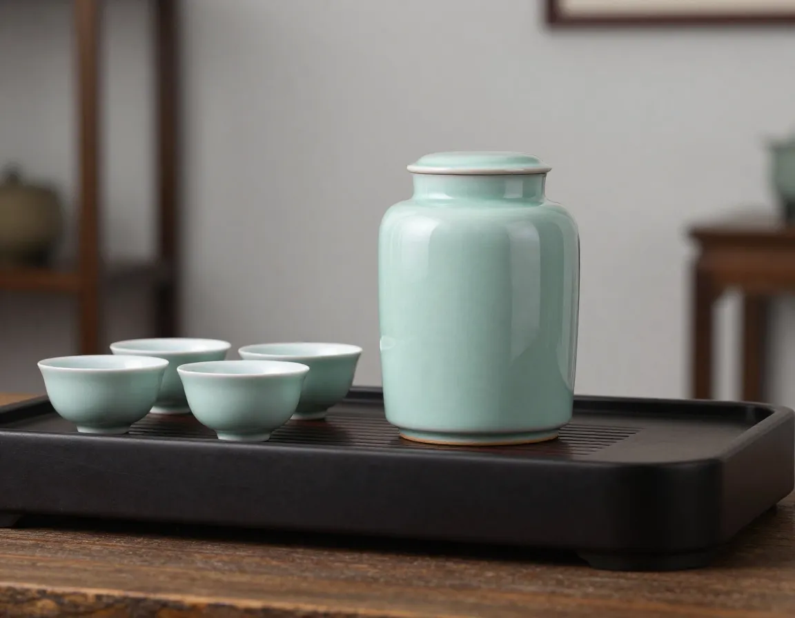 Traditional chinese style bulk tea canister with classic glazing