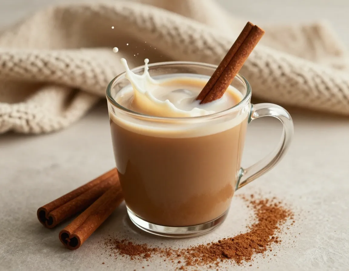 Cinnamon dolce cold brew with almond milk and cinnamon stick stirrer