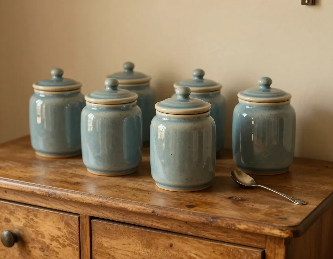 Vintage inspired ceramic tea storage jar with nostalgic design elements
