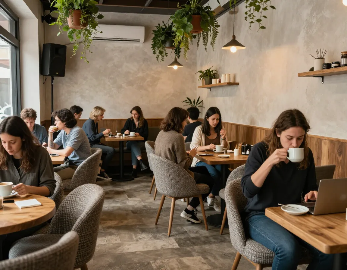 Multi sensory experience creating emotional bonds in a cafe