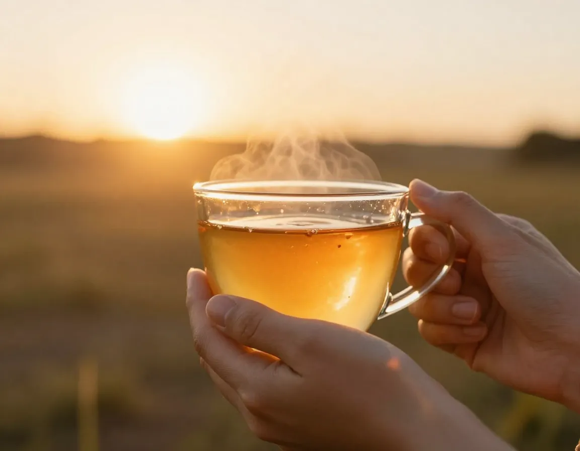 Anti inflammatory ginger turmeric tea blend in sunset light