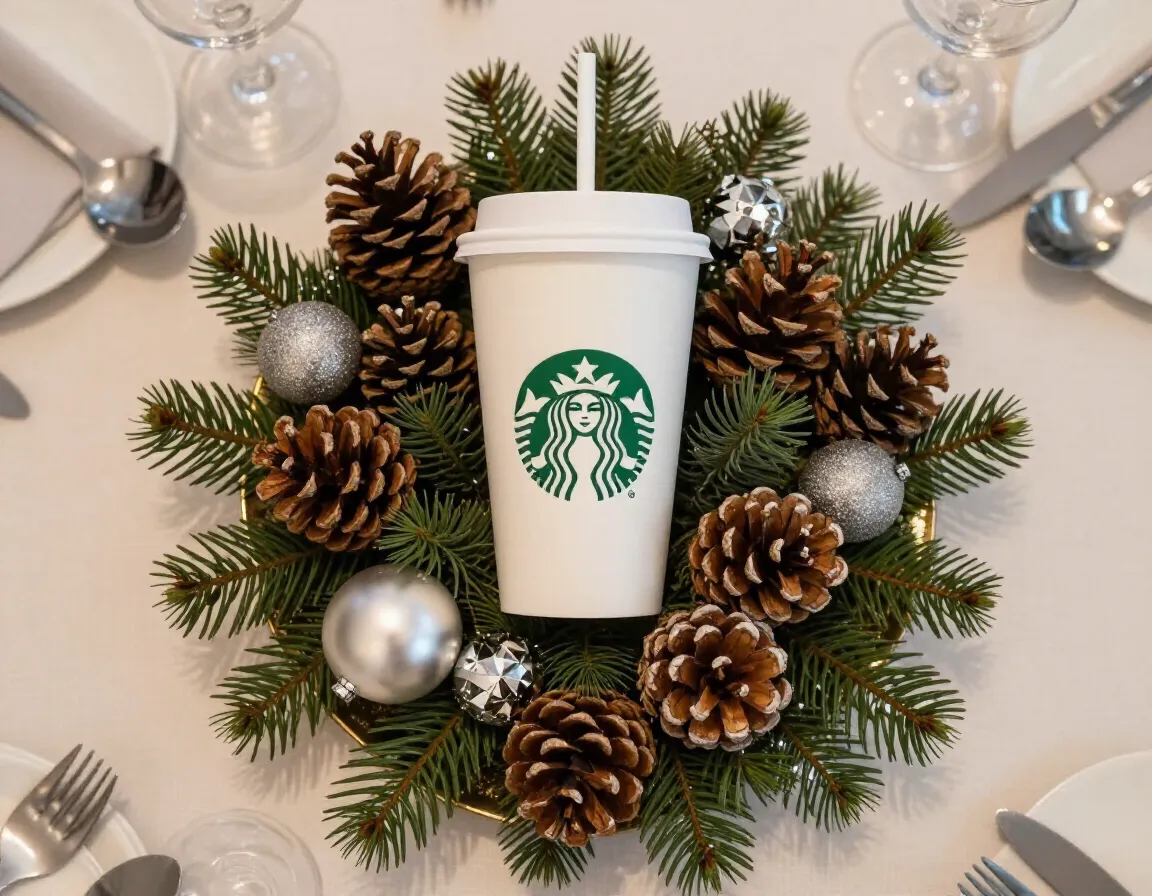 Bearista cup holiday centerpiece with pine cones