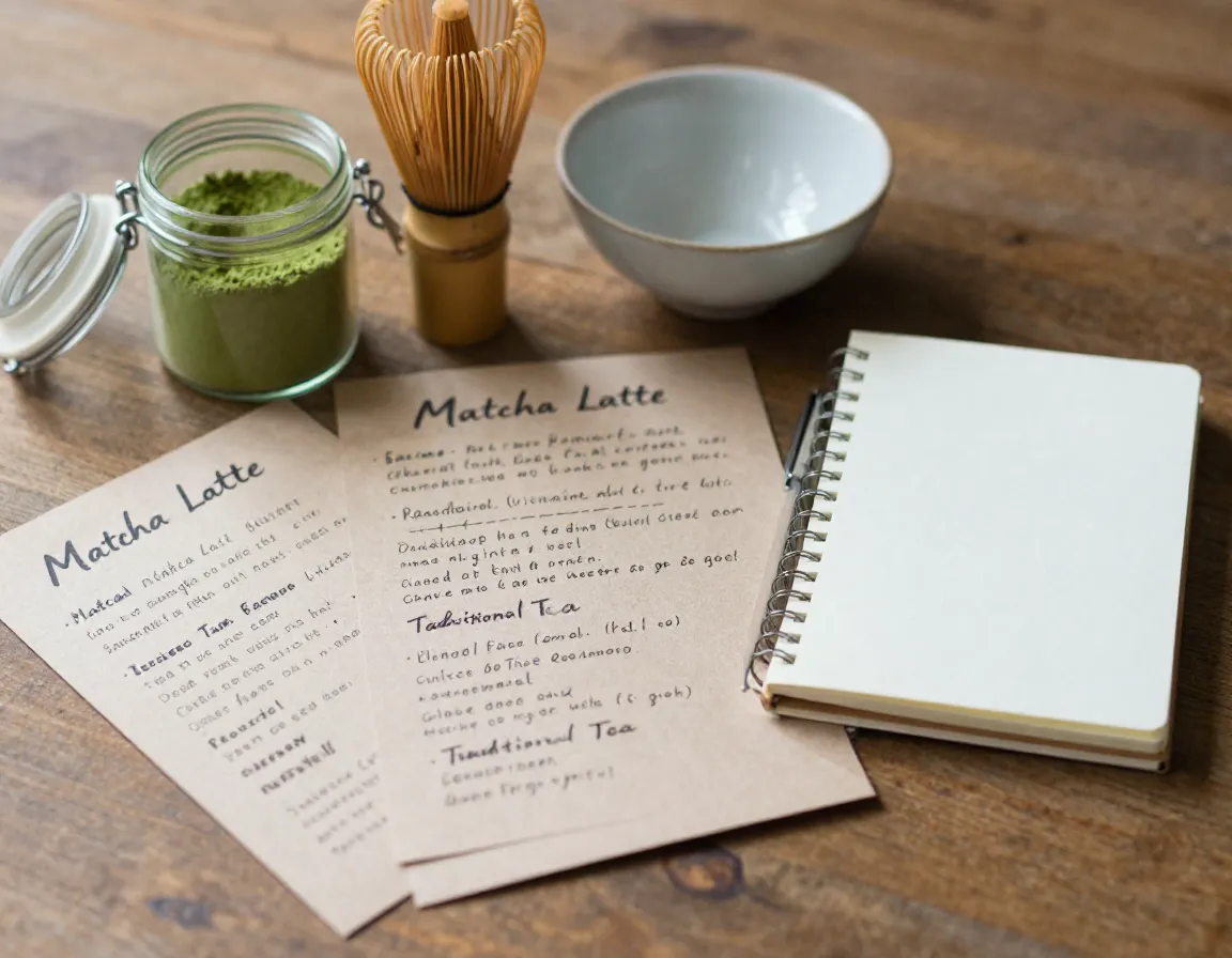 Personalized diy matcha kit with handwritten recipe cards