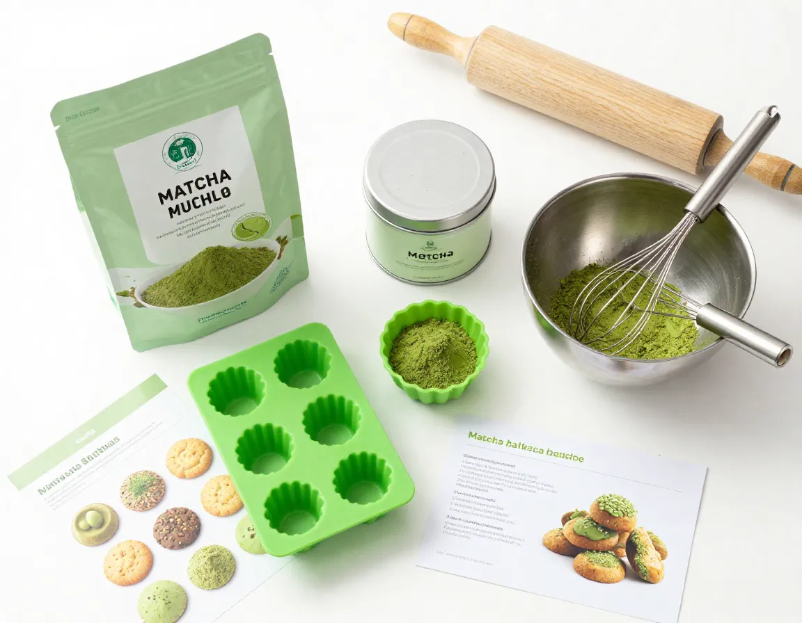 Matcha baking bundle with culinary powder and silicone molds