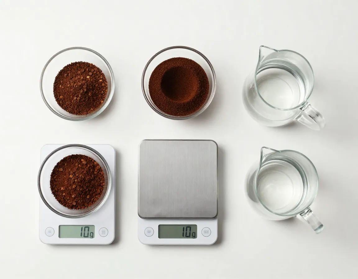 Precise digital scale measuring coffee and water for cold brew ratio