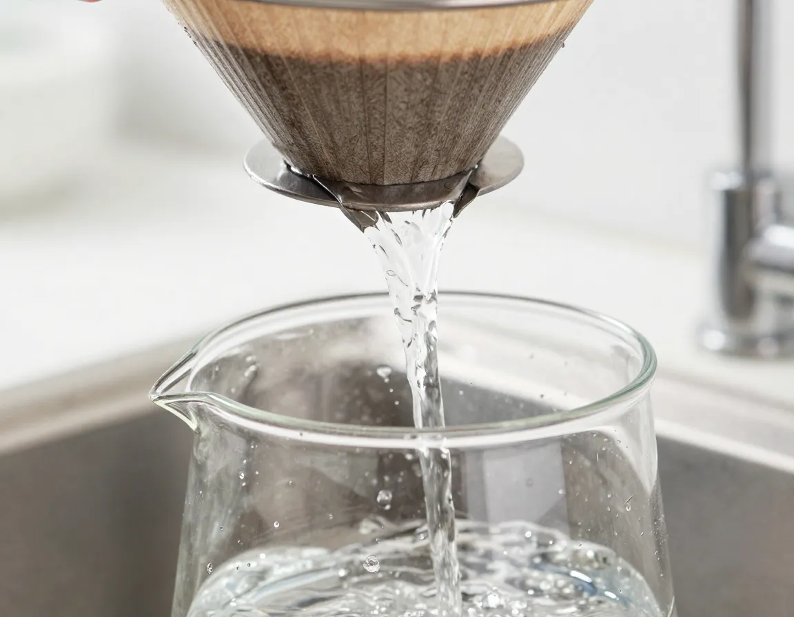 Filtered water being poured into a cold brew coffee maker