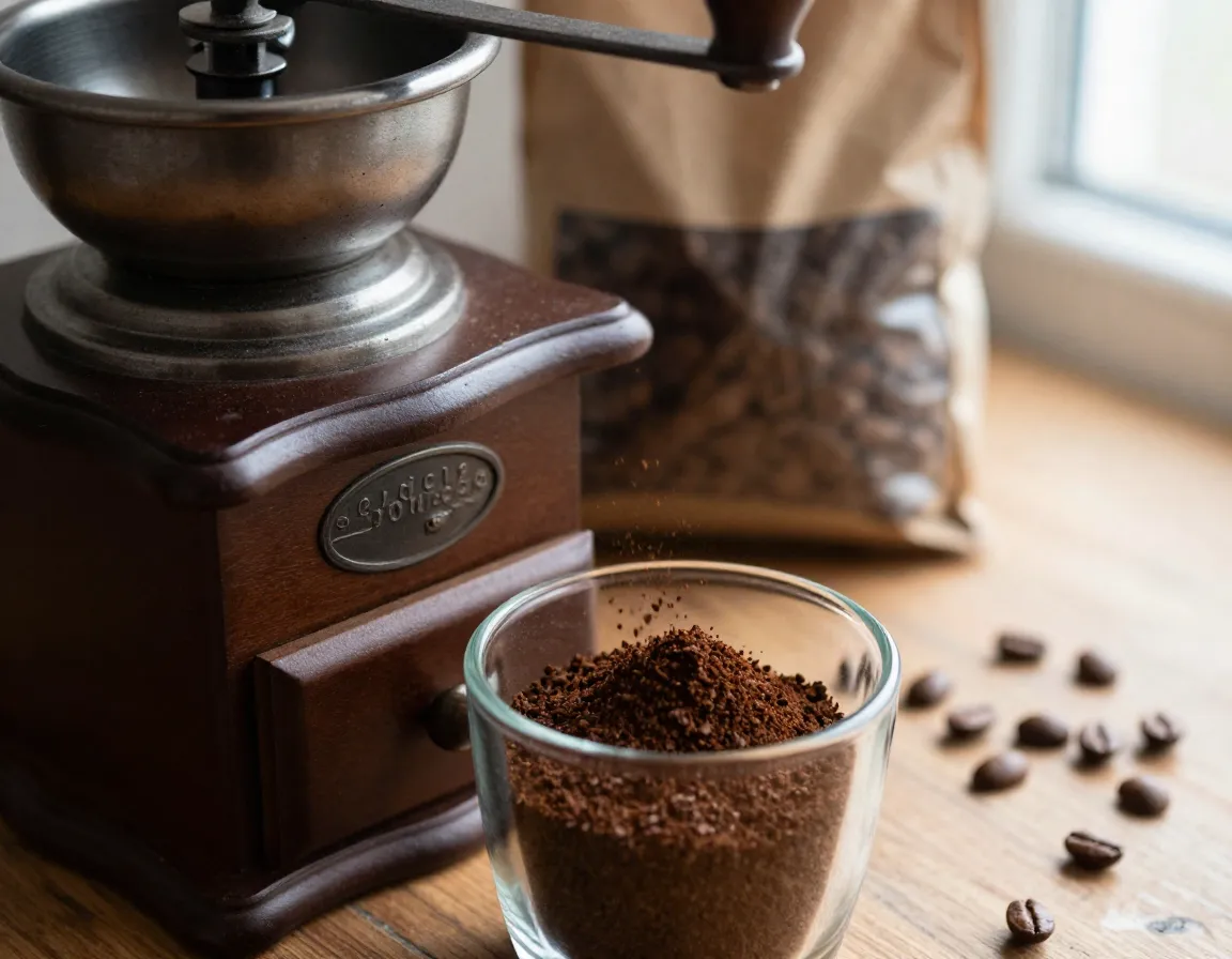 Coffee grinder medium coarse ground beans freshness selection
