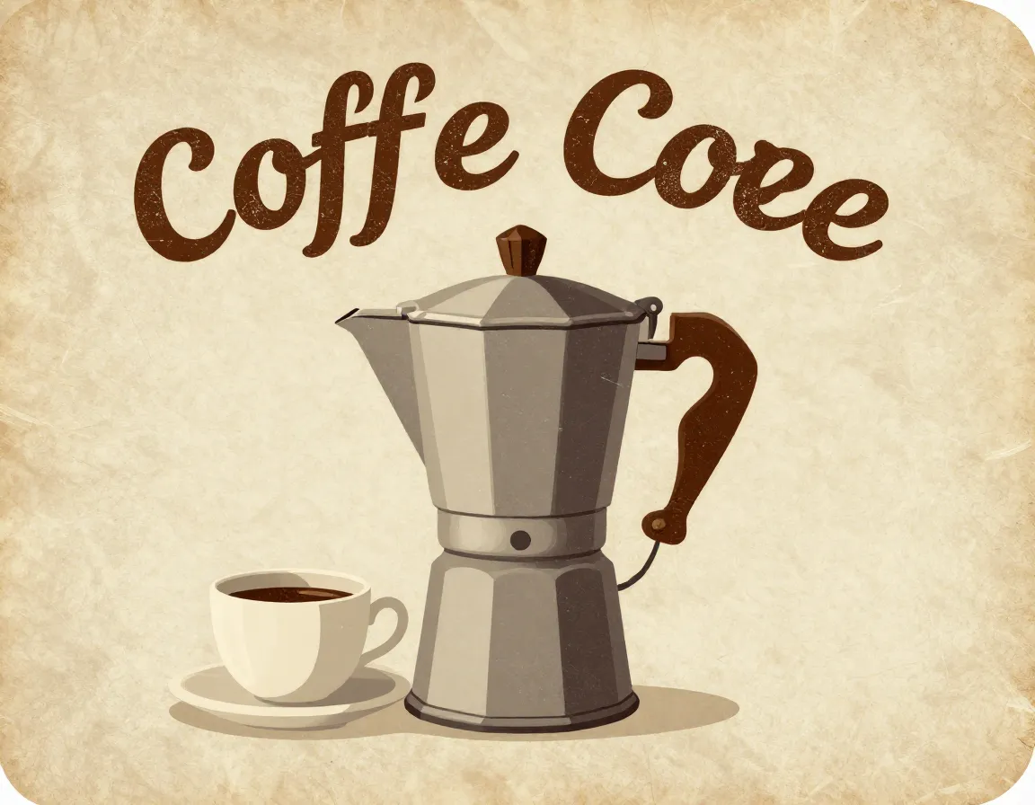 Vintage coffee percolator diner cup distressed texture retro