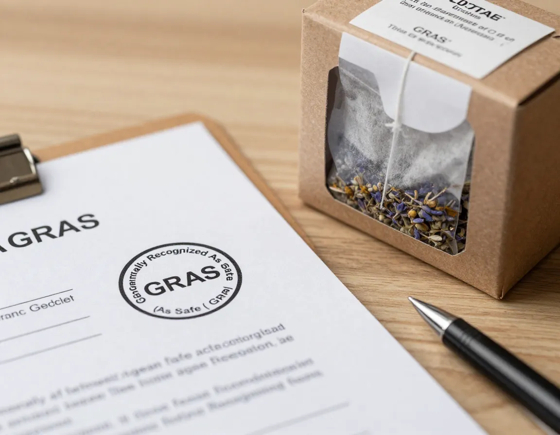 Official looking document next to a box of chamomile lavender tea