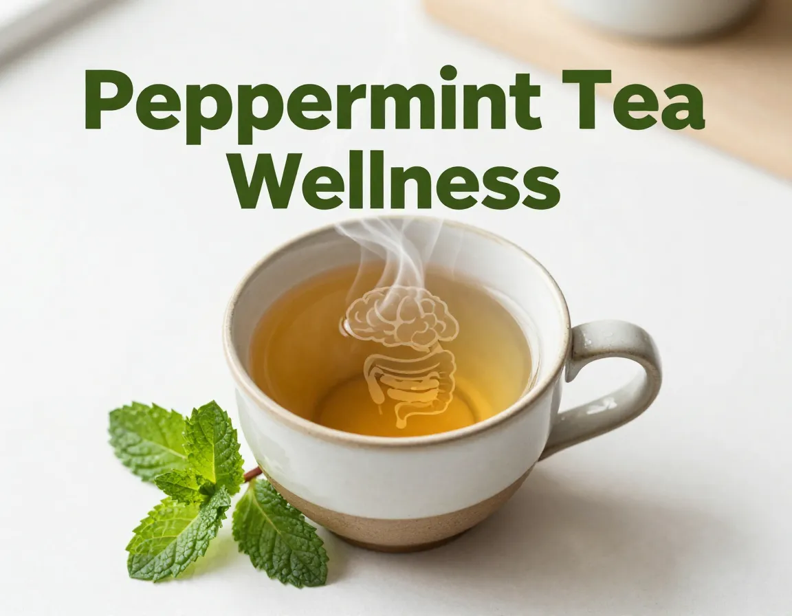Steaming mint tea brain gut health symbolism science wellness