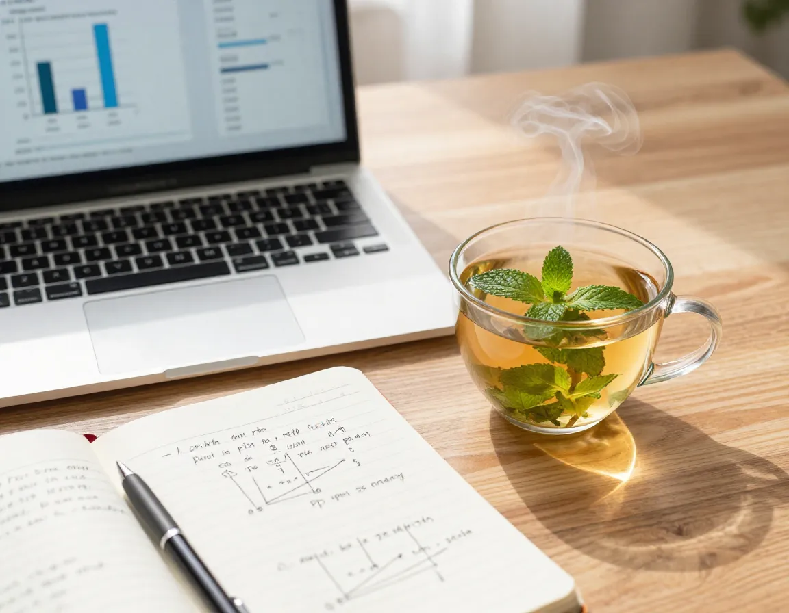 Enhanced cognitive function and mental clarity peppermint tea study session