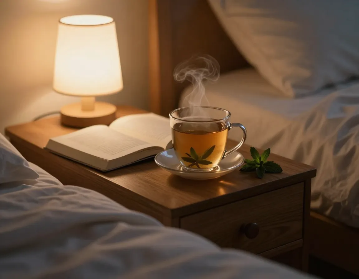 Improved sleep quality and relaxation with bedtime peppermint tea ritual