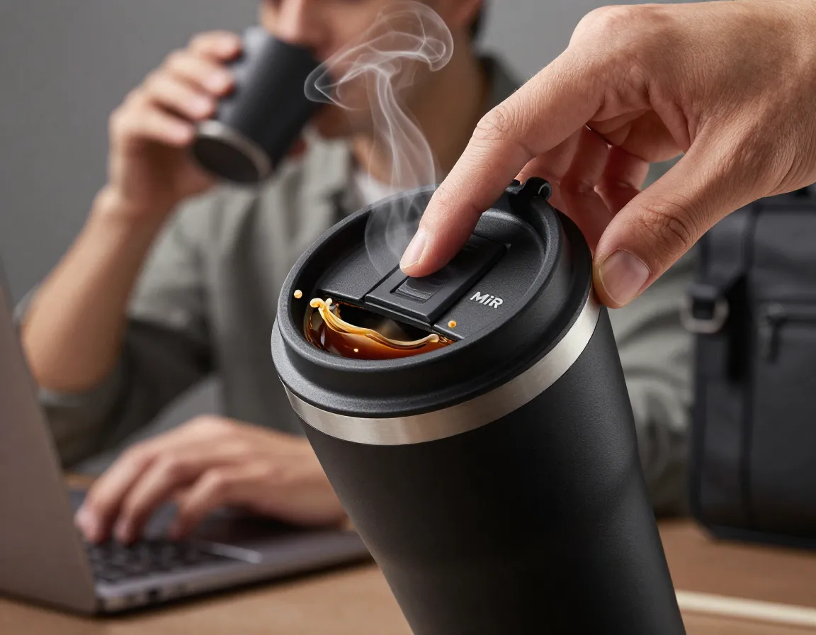 Miir 360 traveler mug with revolutionary press to sip lid