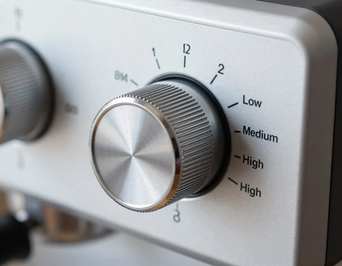 Precision temperature and strength control settings on a machine dial