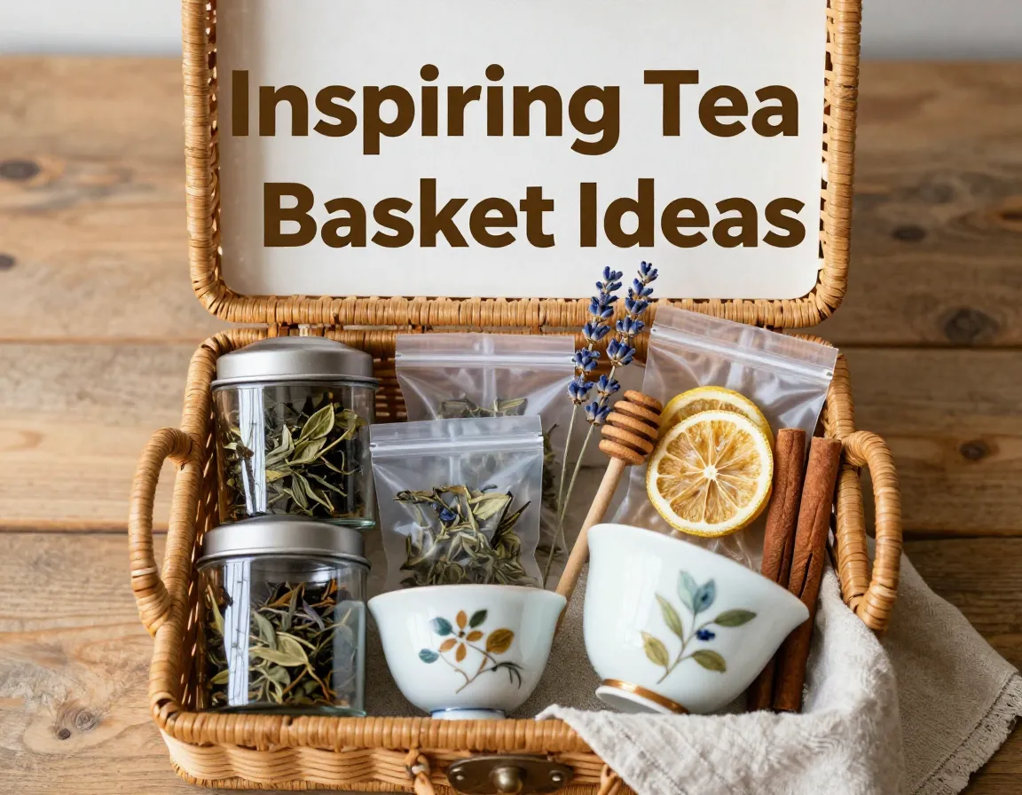 Inviting tea basket flat lay gift curation cozy mood
