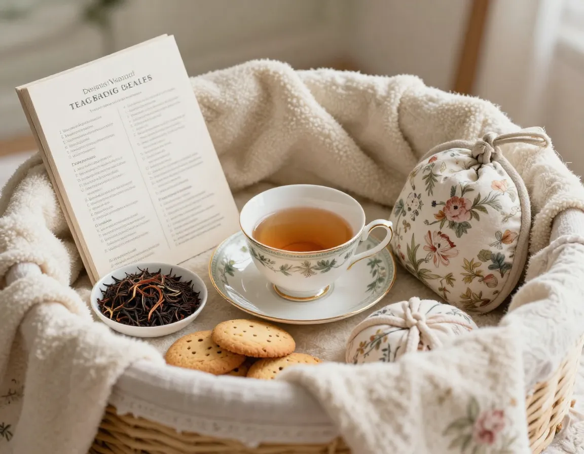 Grandparents comfort basket with classic tea cozy blanket and cookies