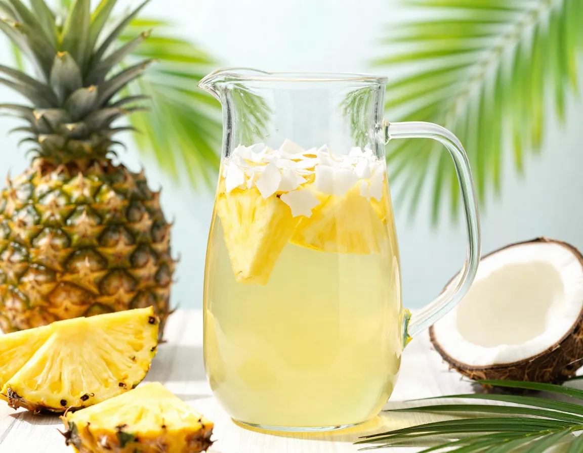 Tropical pineapple coconut white tea cold brew pitcher