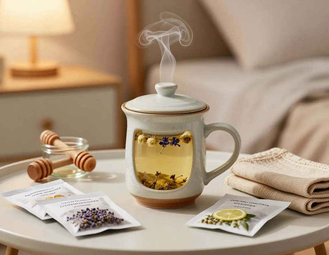 Wellness immunity tea sanctuary blend ceramic mug honey sticks
