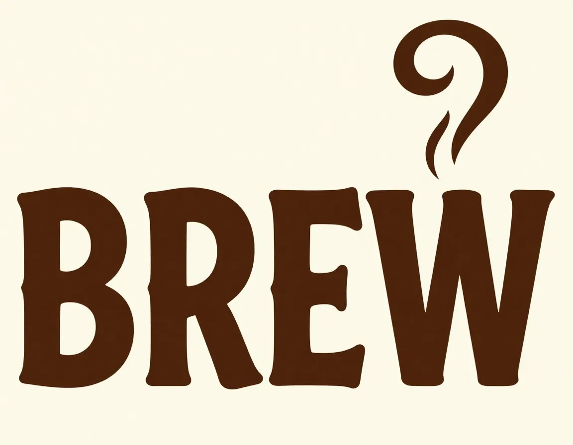 Custom coffee typography where steam replaces letter serif