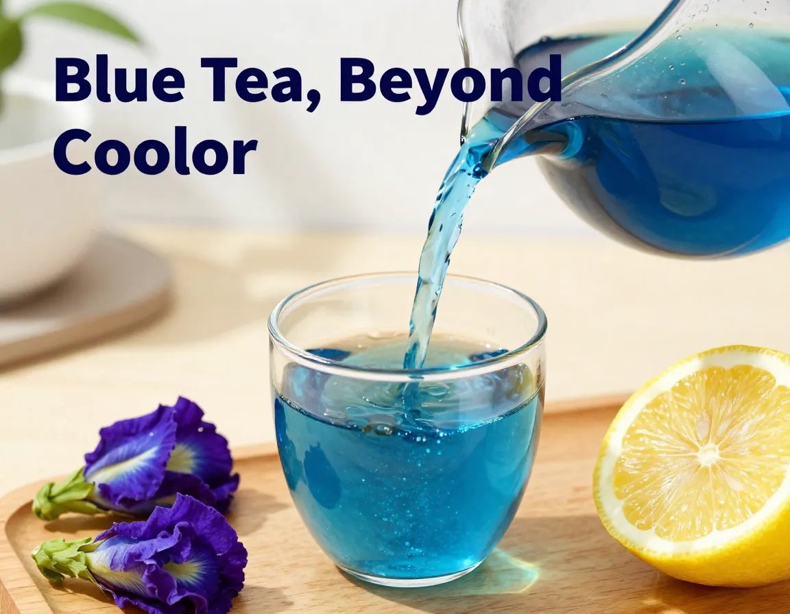 Blue tea pour butterfly pea flower lemon wellness benefits