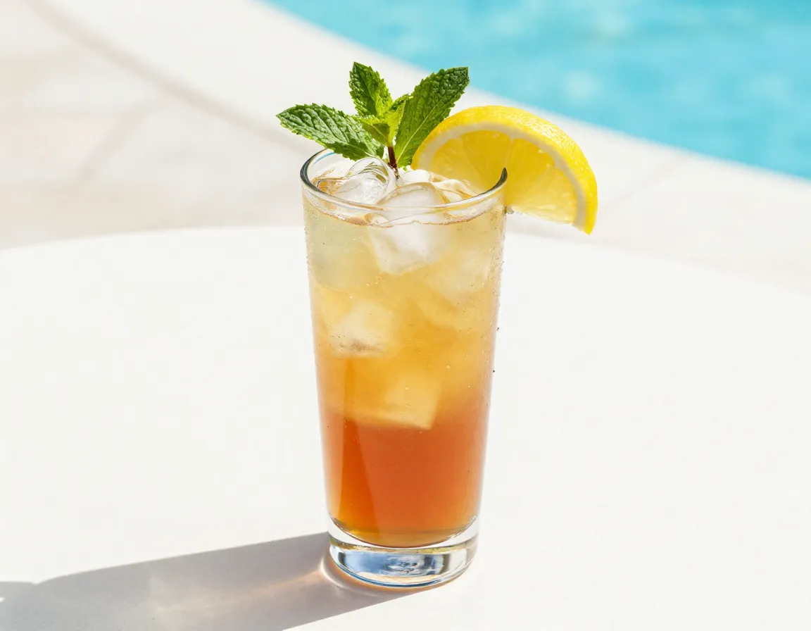 Spiked arnold palmer with vodka and lemon garnish