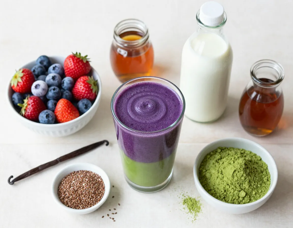 Berry antioxidant matcha blast smoothie vibrant purple green