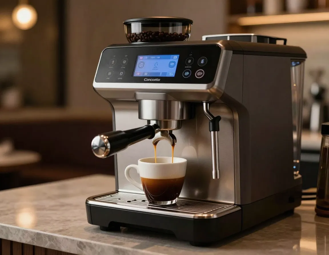 Concordia super automatic espresso machine brewing café quality beverage