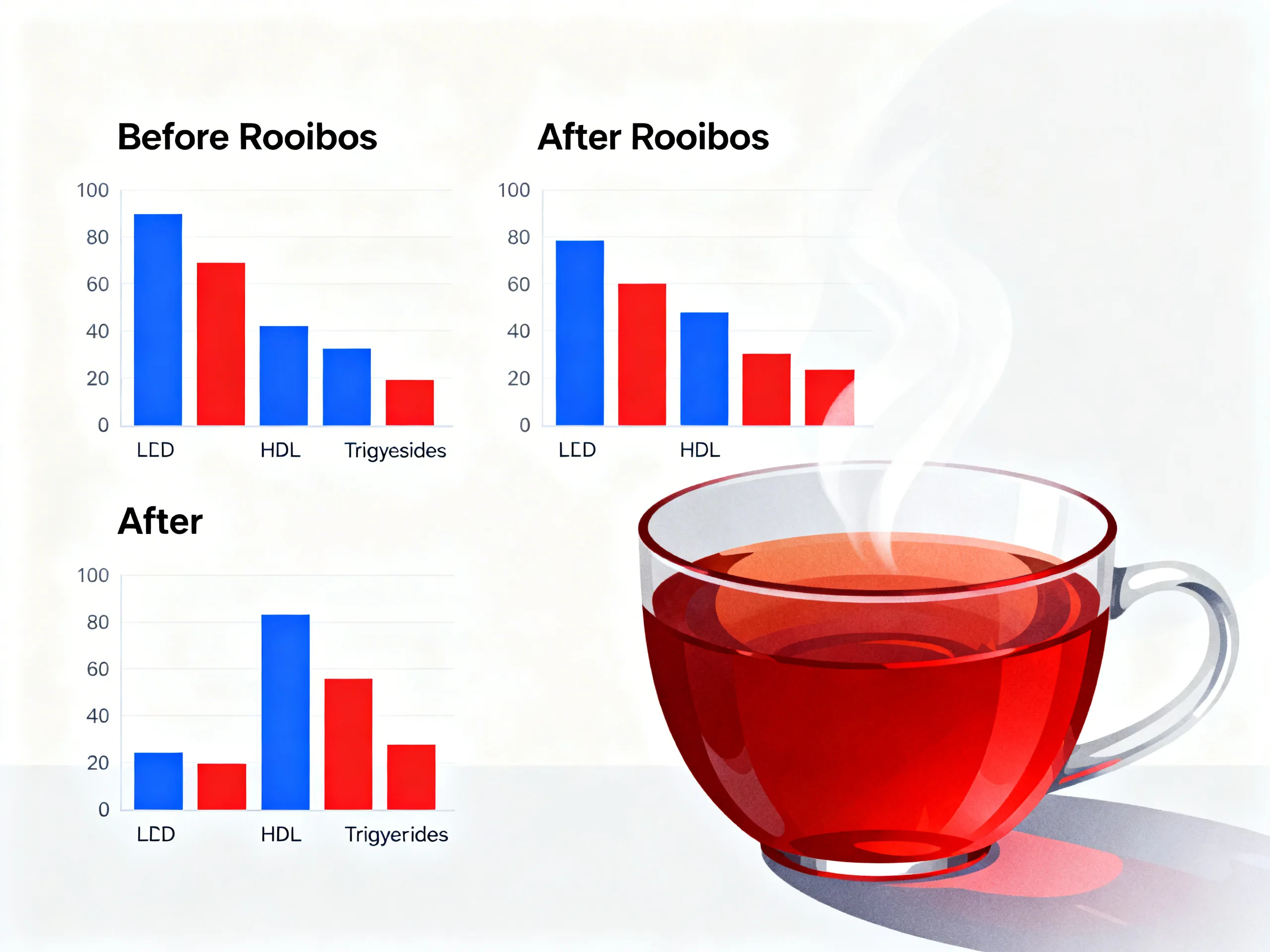 Clinical chart showing improved lipid profile with rooibos tea consumption