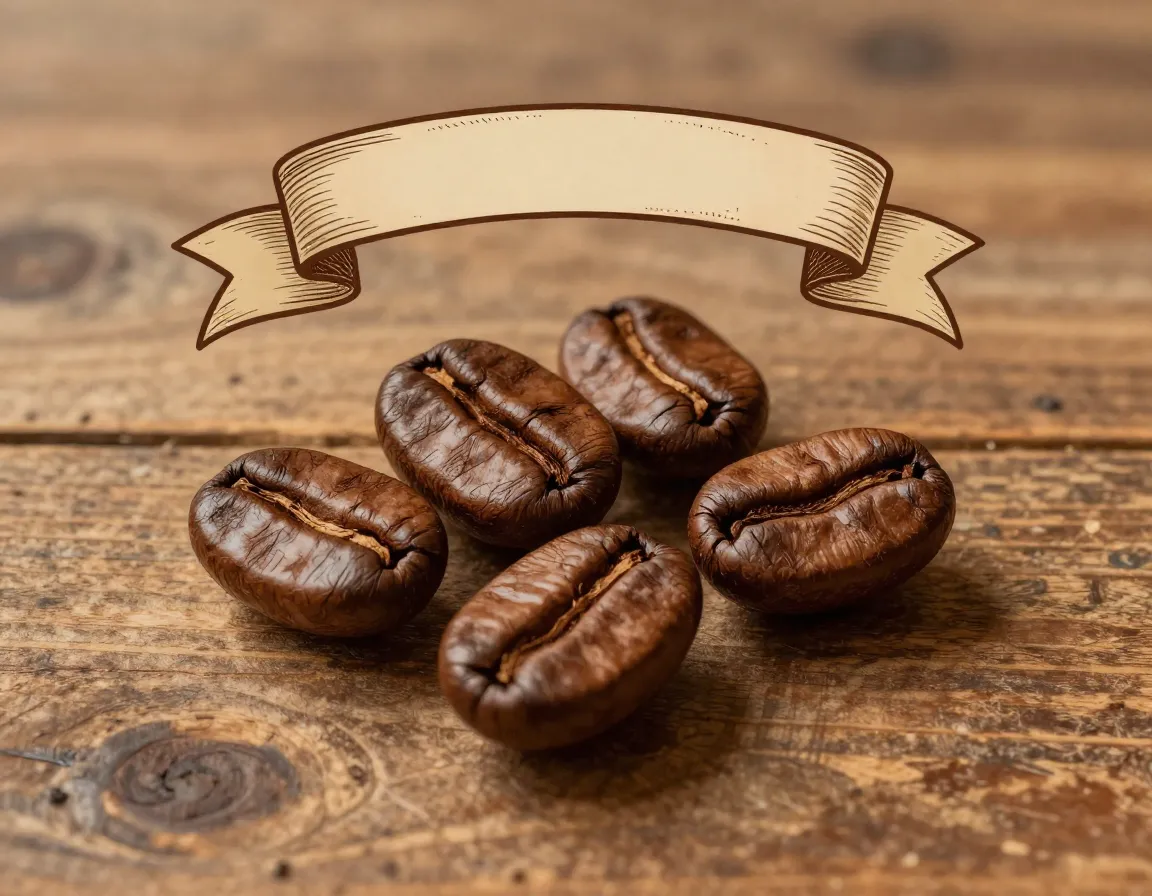 Vintage hand drawn coffee bean cluster with warm earthy tones