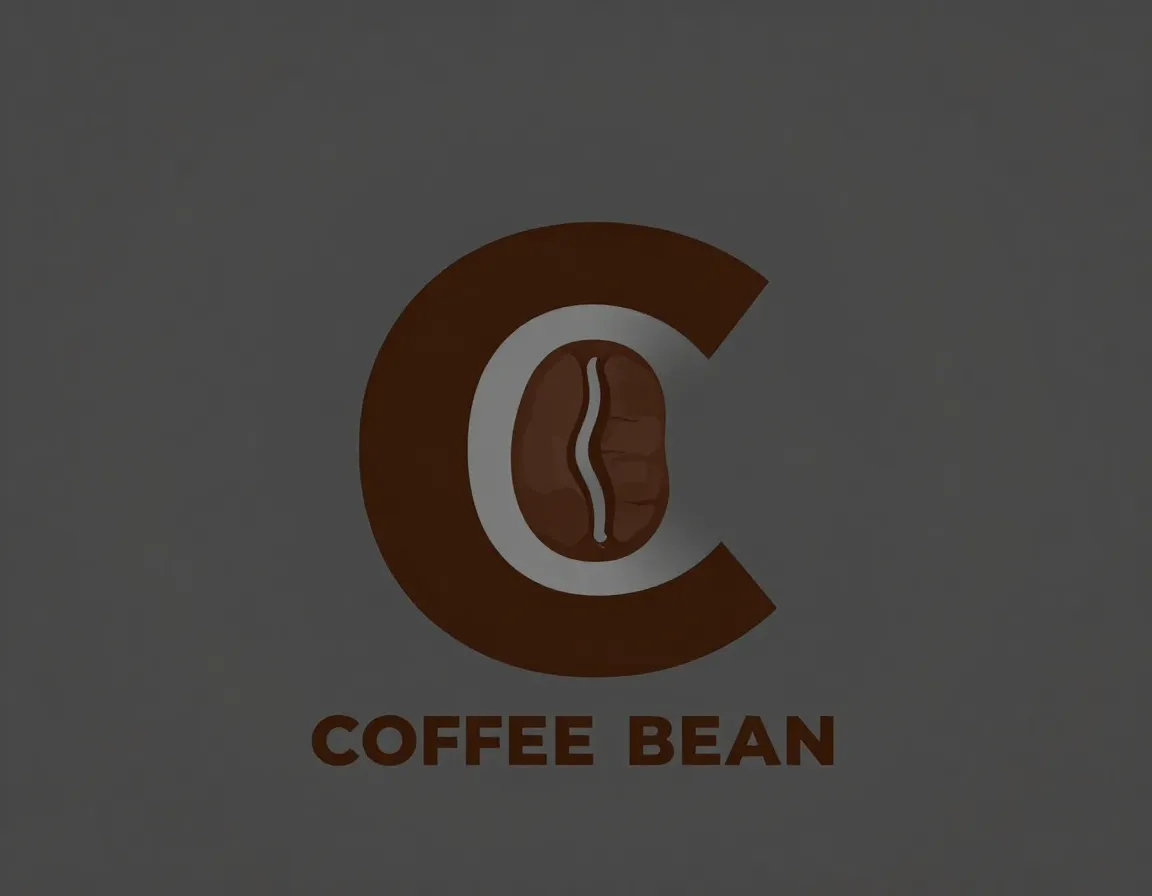 Coffee bean logo integrated with sans serif typography letter c